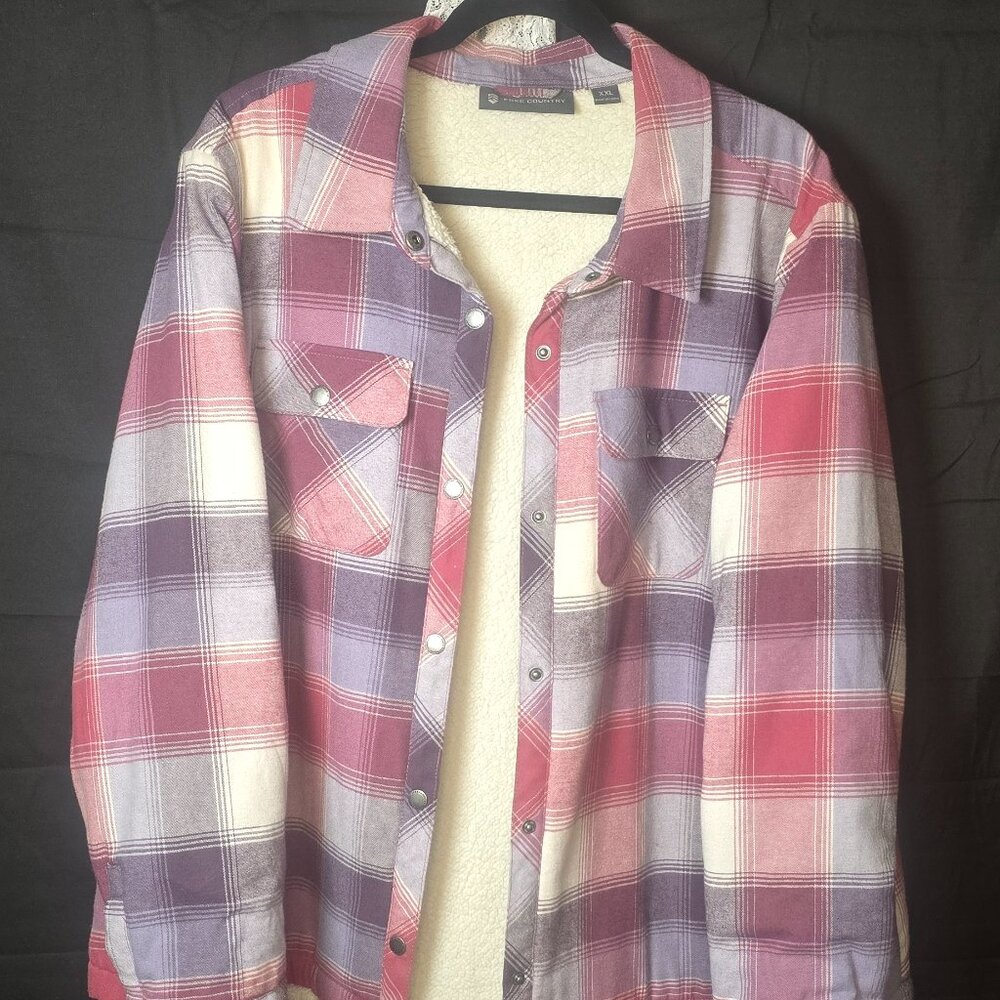 XXL Free Country Pink & Purple plaid shacket